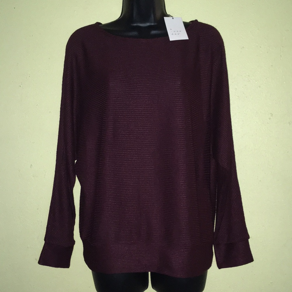 New A. New day Top Blouse Crew Bib size S.